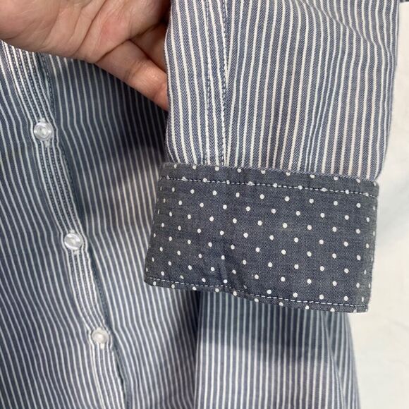 Denver Hayes Blue Grey Striped Button Down Shirt - Picture 3 of 10